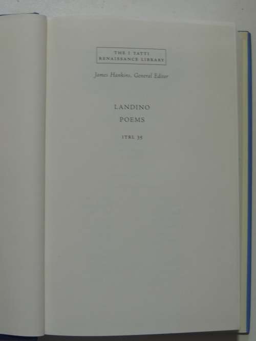 The I Tatti Renaissance Library - Poems - Cristoforo Landino