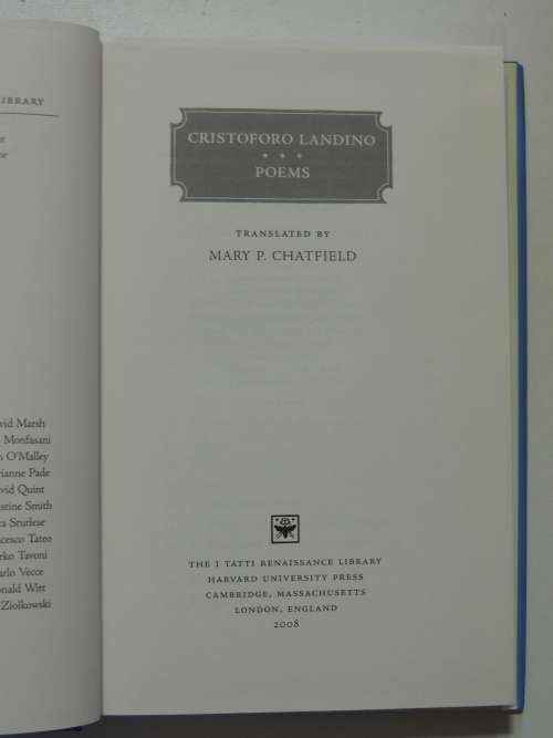 The I Tatti Renaissance Library - Poems - Cristoforo Landino