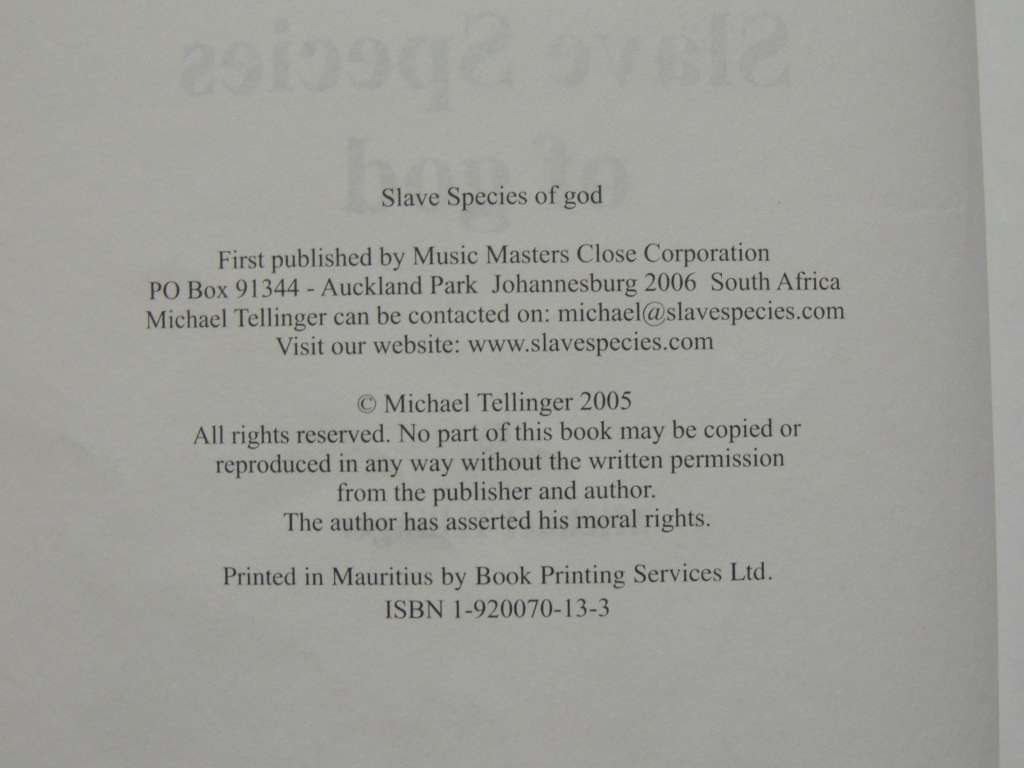 Slave Species of god - The Story of Humankind from the Cradle of Humankind- Micheal Tellinger