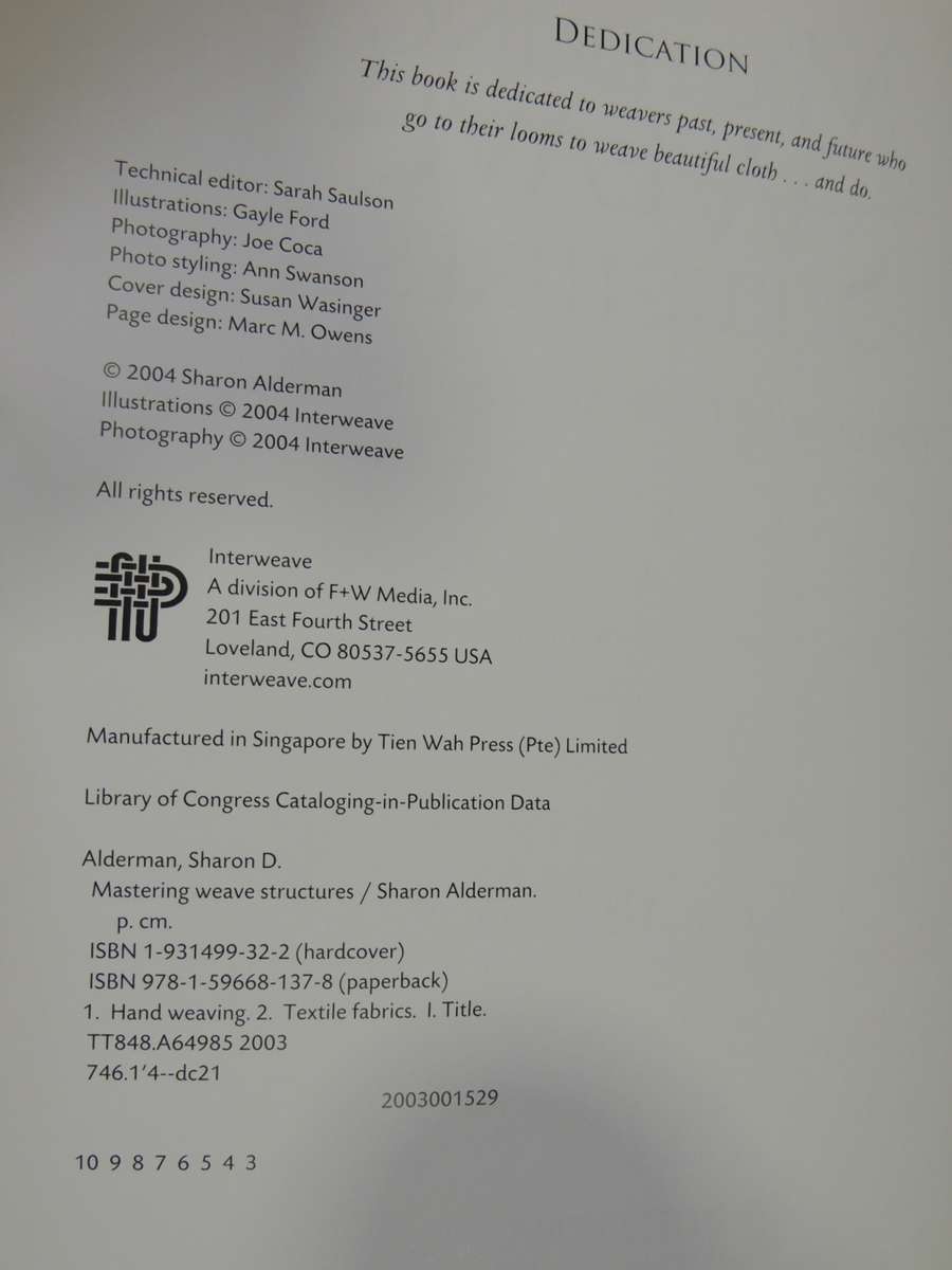 Mastering Weave Structures: Transforming Ideas into Great Cloth - Sharon Alderman