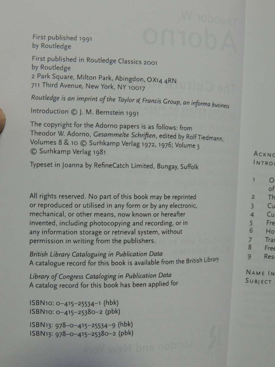 The Culture Industry - Theodor W Adorno