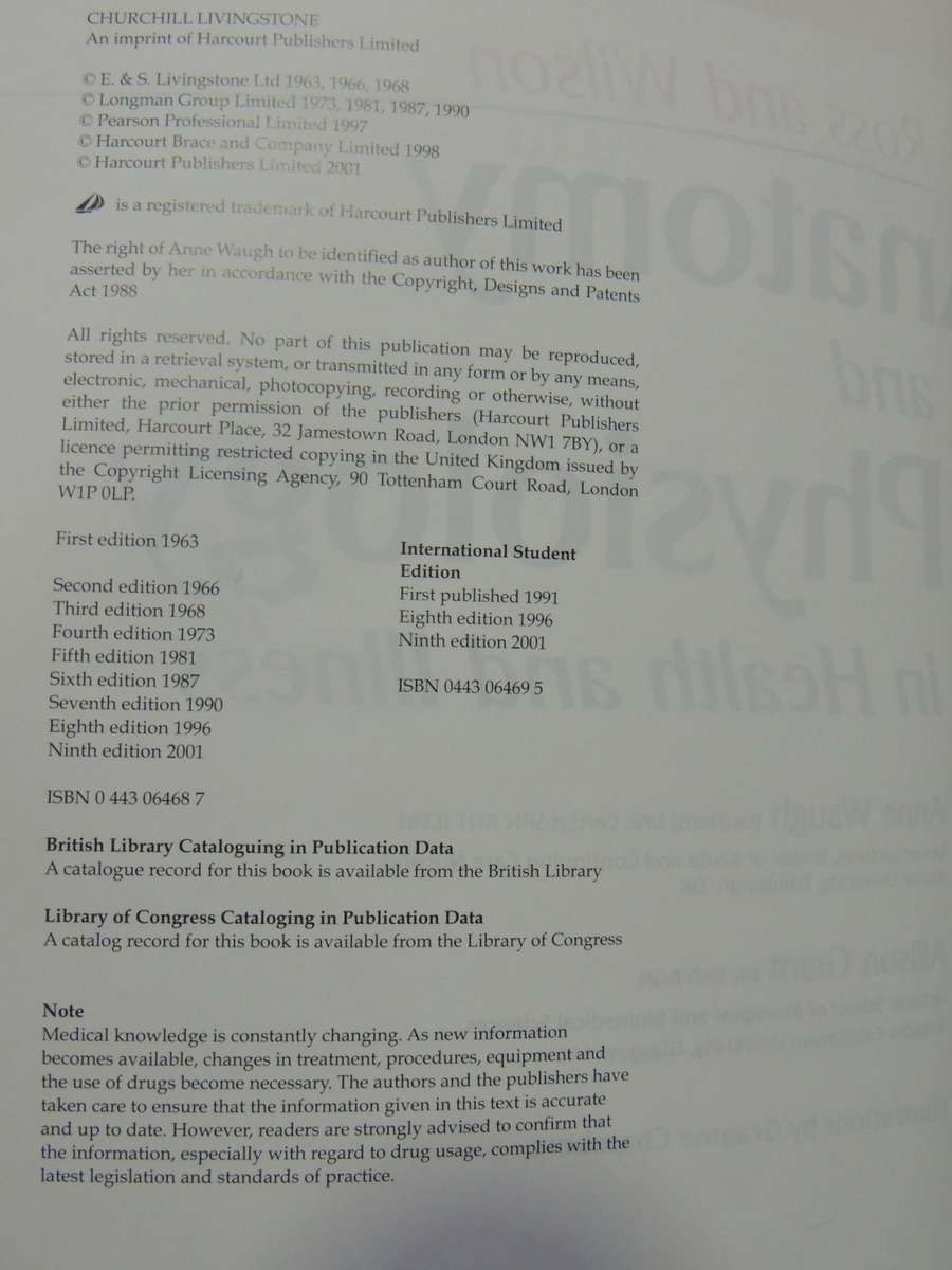 Anatomy & Physiology in Health & Illness 9th Ed. - Anne Waugh, A Grant, Ross & Wilson