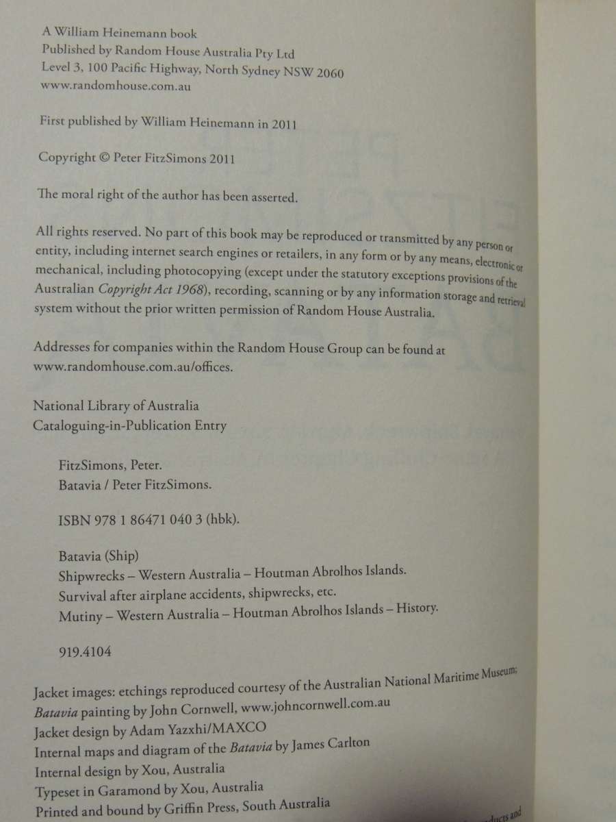BATAVIA, Betrayal. Shipwreck. Murder. Sexual Slavery. Courage. - Peter Fitzsimons