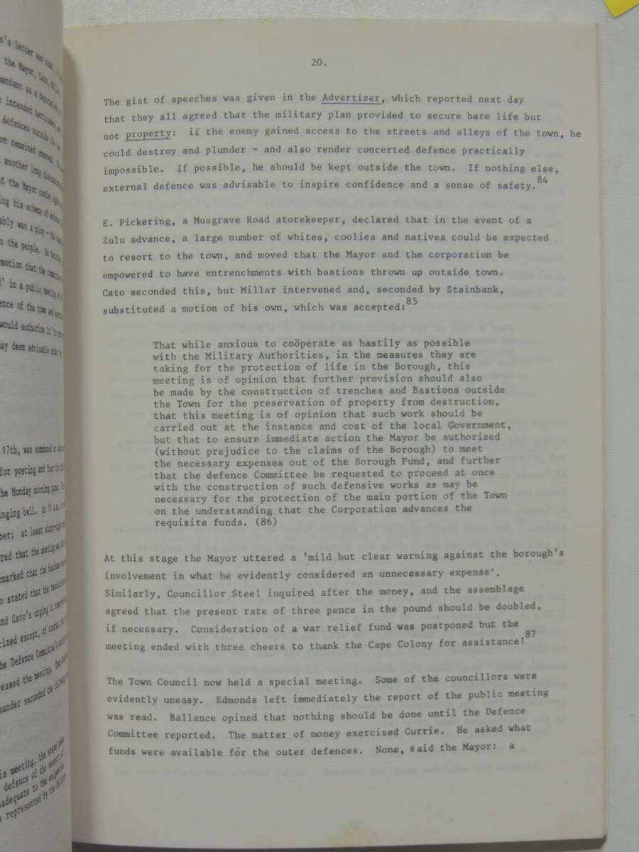 Conference on the History of Natal & Zululand, Papers University of Natal, Durban, July 1985