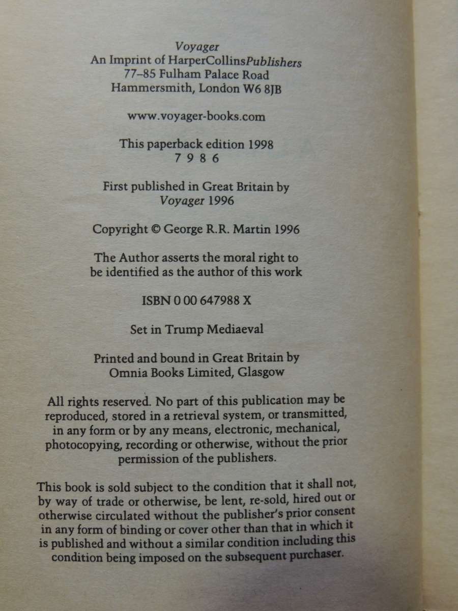 A Game Of Thrones, Book 1 of A Song of Ice and Fire - George RR Martin 1st Paperback Ed., 5th Printi