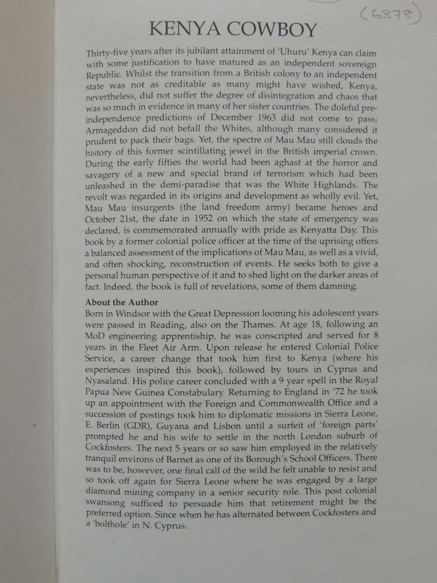 Kenya Cowboy, Police Officer`s Account of The Mau Mau Emergency - Peter Hewitt