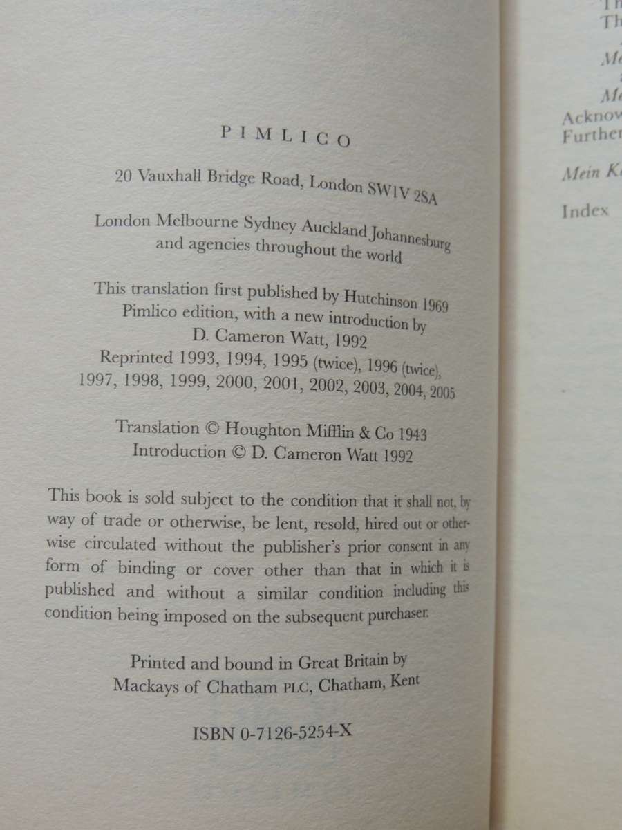 Mein Kampf - Adolf Hitler       Translated by Ralph Manheim