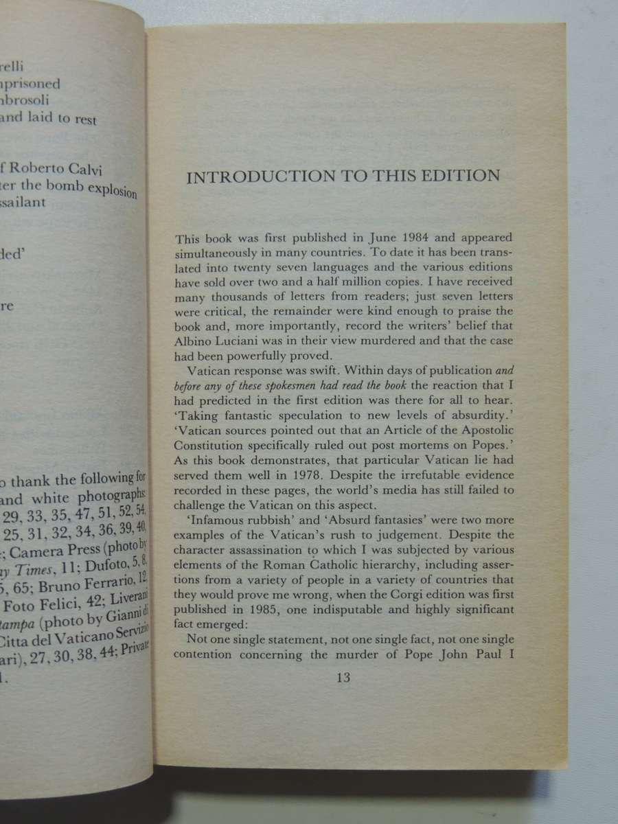 In God`s Name - An Investigation Into The Murder Of Pope John Paul I - David Yallop