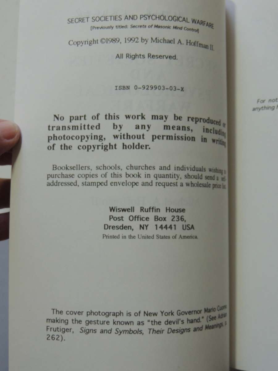 Secret Societies And Psychological Warfare- Michael A. Hoffman II