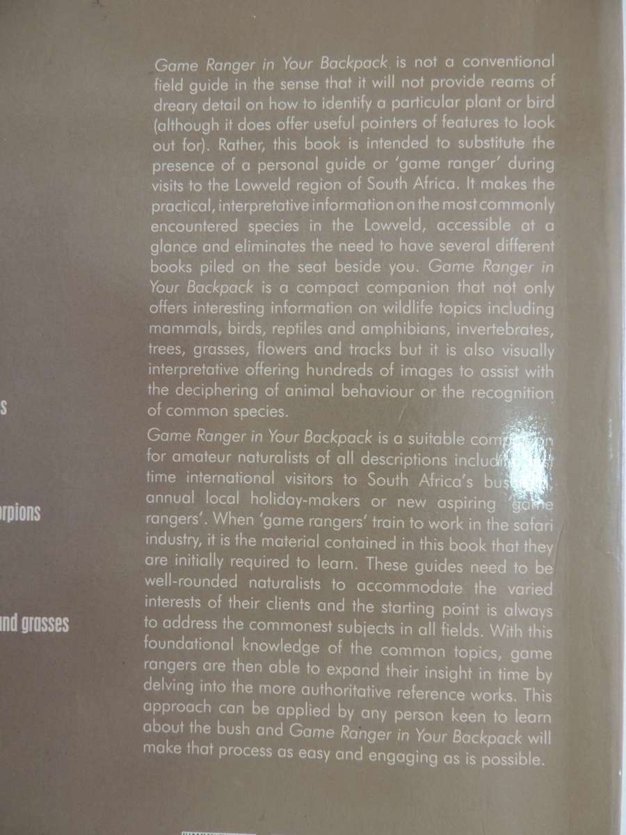 Game Ranger In Your Backpack, All-In-One Interpretative Guide To Lowveld -Megan Emmett, Sean Pattric