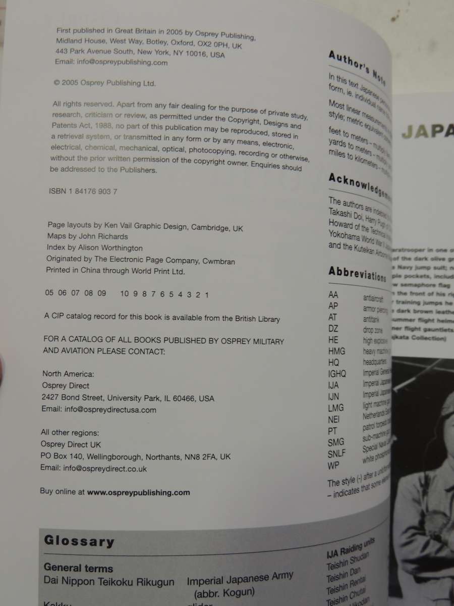 Osprey Elite Series: Japanese Paratroop Forces Of World War II  G Rottman & A Taki