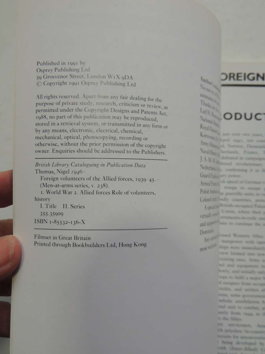 Osprey Men-At-Arms Series: Foreign Volunteers Of The Allied Forces Nigel Thomas