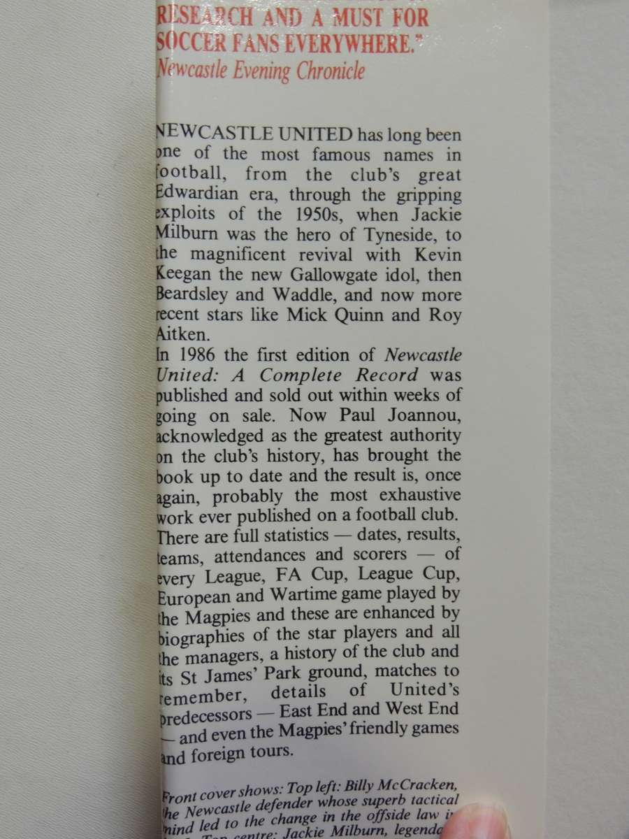 Newcastle United  A Complete Record 1882 - 1990- Paul Joannou, Bill Swann, Steve Corke