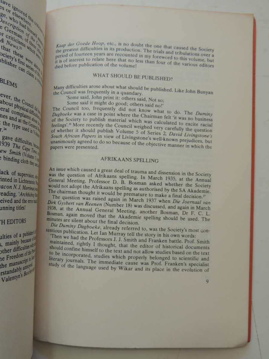 The Van Riebeeck Society 1918-1978 - Frank R Bradlow