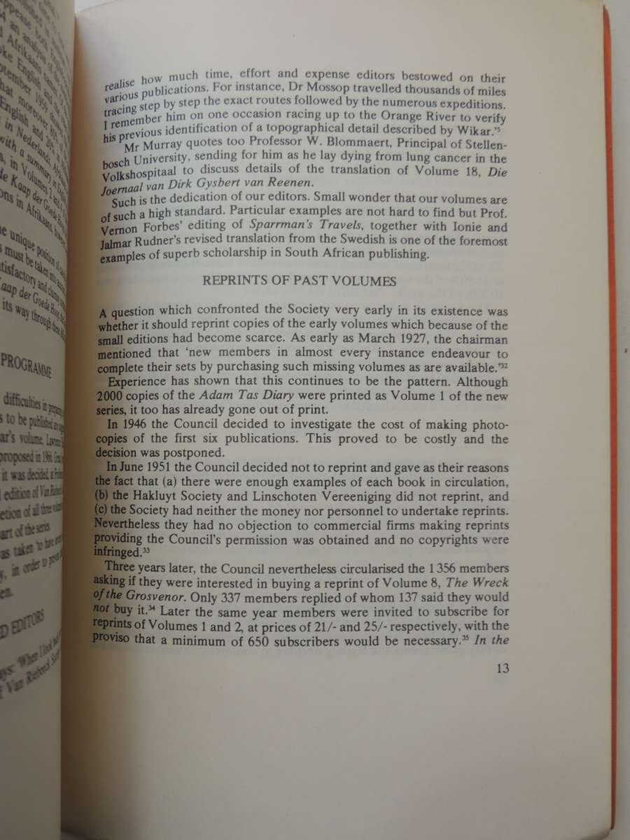 The Van Riebeeck Society 1918-1978 - Frank R Bradlow