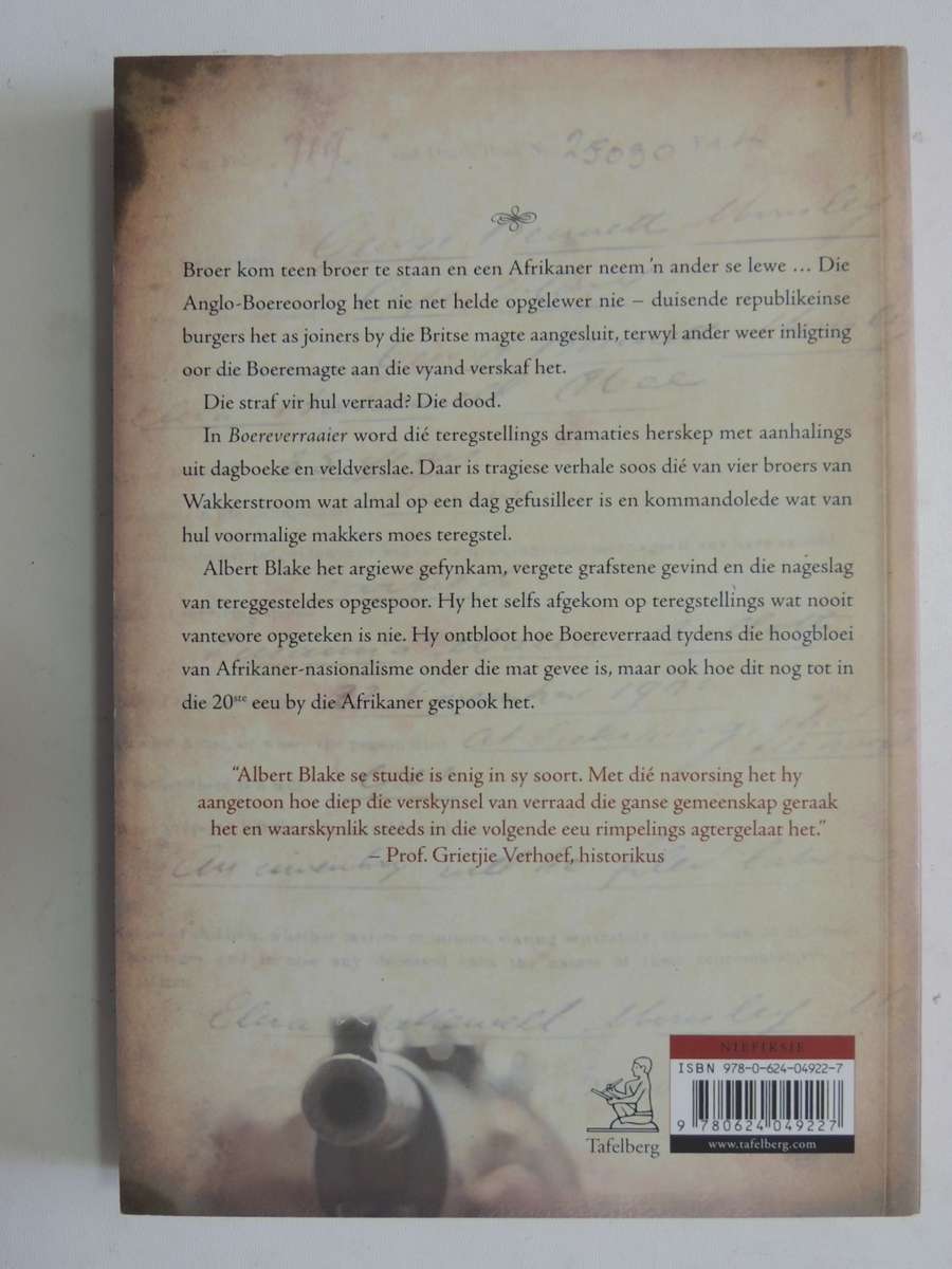 Boereverraaier - Teregstellings Tydens Die Anglo-Boereoorlog - Albert Blake