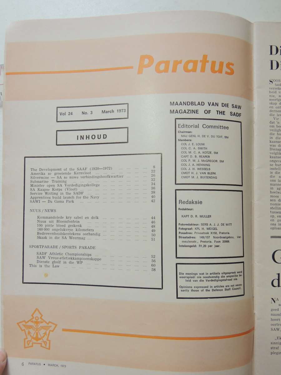 Paratus - Maart/March 1973 Vol 24 No 3