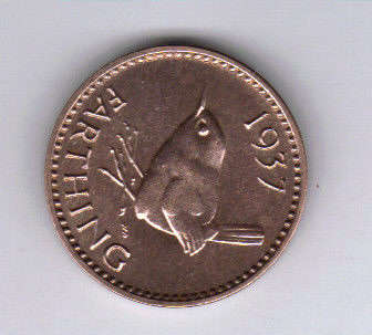 1937 A/UNC FARTHING !!! RARE !!