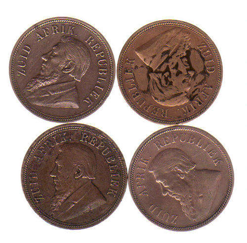 4X RARE DIRTY ZAR PENNIES 1892, 1893, 1894, 1898.