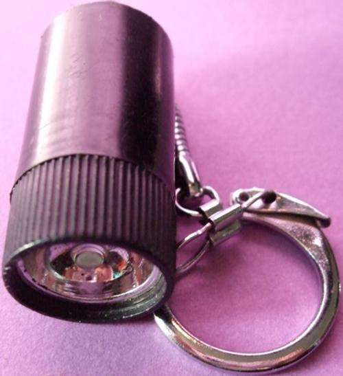 Mini Black Flashlight/Torch on silver metal Keyring