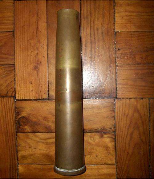 SADF Spent 40mm MK4 Anti-Aircraft Brass Cannon Shell from 1953 (Fuse Removed)