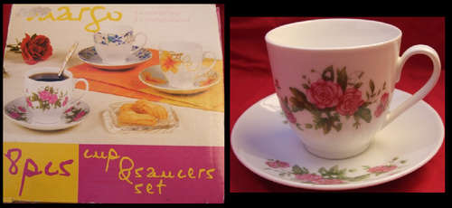 China Margo Tea Set: 4 Cups and 4 Saucers