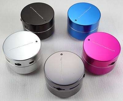 AudioMotion Mighty Rock Portable MP3 Player Omni-Directional Resonating Speaker - Silver