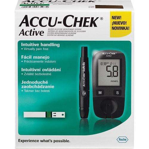 NEW Accu-Chek Active Glucometer Kit (Glucometer + Pouch + Softclix + 10x Test Strips + 10x Lancets)