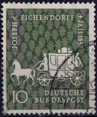 GERMANY 1957, 26 Nov. 100th Anniv Death J.F.von Eichendorff, single, used. CV +-R  12.00 view scans