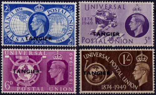 BRITISH TANGIER 1949, 10 Oct, 75th Anniv of U.P.U., set, mint. CV +/-R 48.00 view scans