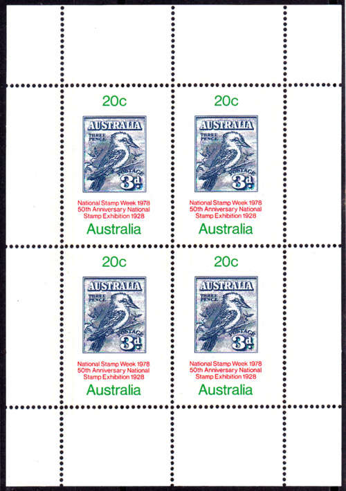 AUSTRALIA 1978, 25 Sept. National Stamp week, mini sheet, MH. CV +/-R 20.00 view scans