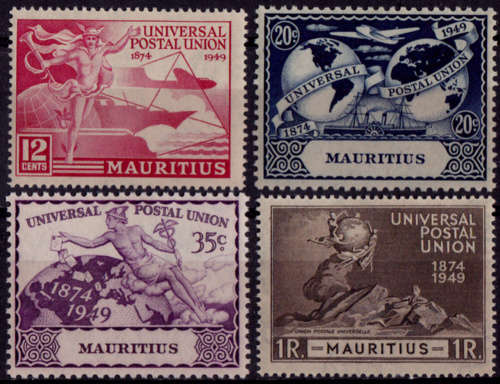 MAURITIUS 1949 10 Oct, 75th Anniversary of UPU, set, mint, CV +-R  99.00 view scans