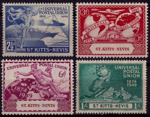 ST KITTS-NEVIS 1949, 10 Oct. 75th Anniversary of UPU, set, mint, CV +-R  25.00 view scans