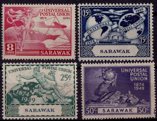 SARAWAK 1949, 10 Oct. 75th Anniversary of UPU, set, mint, CV +-R  142.00 view scans