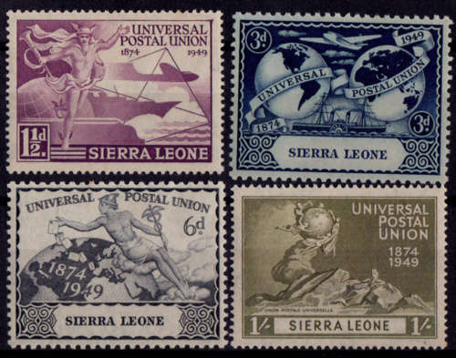 SIERRA LEONE 1949, 10 Oct. 75th Anniversary of UPU, set, mint, CV +-R  37.00 view scans