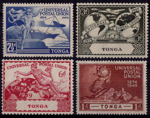 TONGA 1949, 10 Oct. 75th Anniversary of UPU, set, mint, CV +-R  48.00 view scans