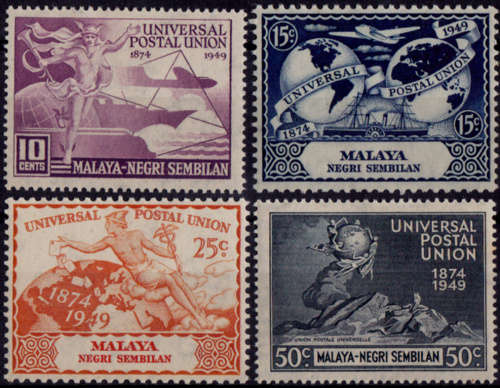 MALAYA-NEGERI SEMBILAN 1949, 10 Oct. 75th Anniversary of UPU, set, mint, CV +-R  51.00 view scans