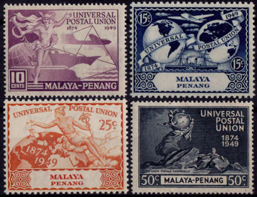 MALAYA-PENANG 1949, 10 Oct. 75th Anniversary of UPU, set, mint, CV +-R  57.00 view scans