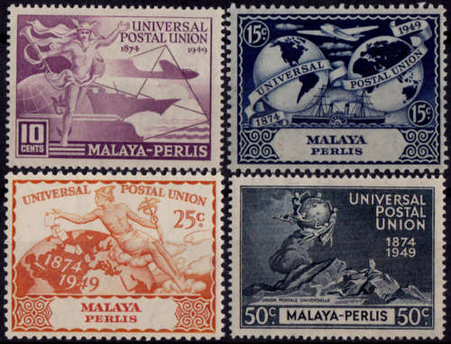 MALAYA-PERLIS 1949, 10 Oct. 75th Anniversary of UPU, set, mint, CV +-R  67.00 view scans