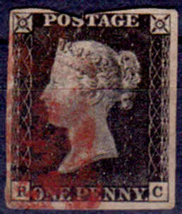 ENGLAND, 1840. Penny Black, used, Red Maltese cancellation, CV R ??.00 view scans