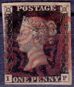 ENGLAND, 1840. Penny Black, used, Red Maltese cancellation, CV R ??.00 view scans