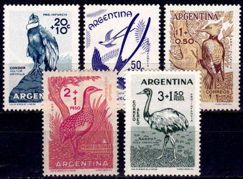 ARGENTINA 1960, 9 Jan, Birds - Child Welfare, set, MH, CV +/-R 75.00 view scans