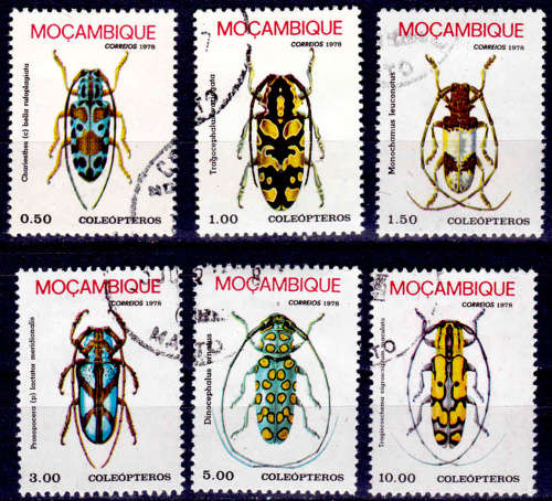 MOZAMBIQUE, 1978. 20 Jan, Beetles, set, used, CV +/-R 40.00, view scan.