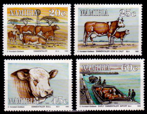NAMIBIA 1993, 16 April. Simmentaler Catle, set, MNH, CV R 10.50 view scans