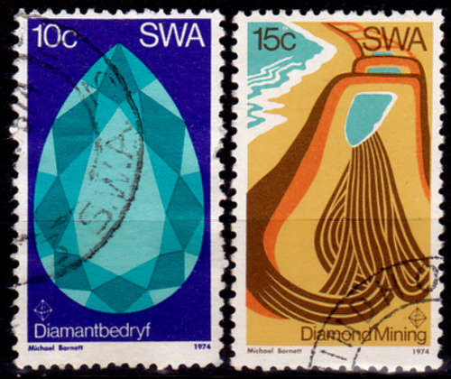 SWA 1974, 30 Sept. Diamond Mining in SWA, set, UNH, CV R 8.00 view scans