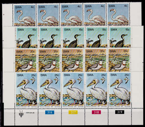 SWA 1979, 5 April. Water Birds, set, control strips, MNH, CV R 50.00  view scans