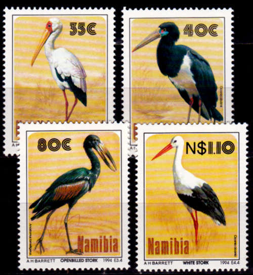 NAMIBIA 1994, 3 June. Storks, Birds of the Etosha, set, MNH, CV R 22.00 view scans