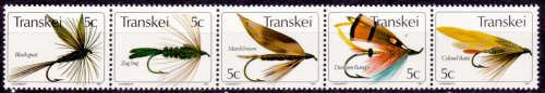 TRANSKEI 1980, 15 Jan. Fishing Flies, setenant strip, MNH, CV R 12.50 view scans