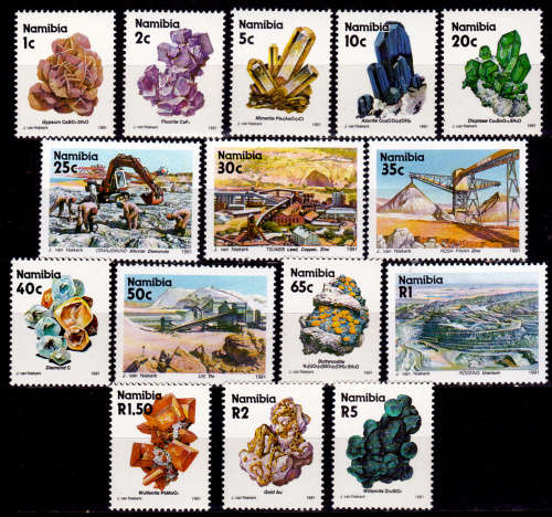 NAMIBIA 1991,  2 Jan. Mines and Minerals 1st Definitive issue, set, MNH, CV R 65.00, view scans