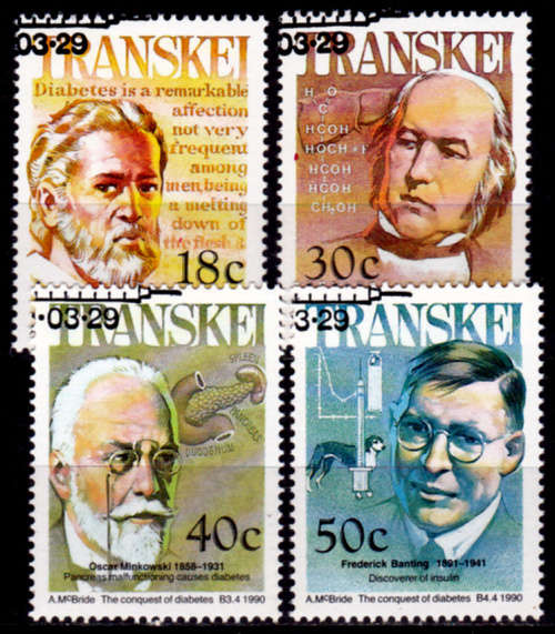 TRANSKEI 1990, 29 March. Heroes of Medicine-5th issue, set, UNH, CV R 10.00, view scans